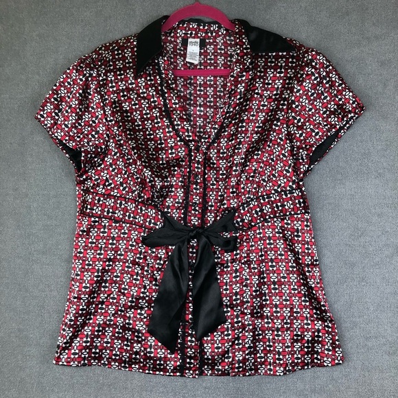 Studio 1940 vintage Y2K button down short sleeve blouse size L - Picture 1 of 7
